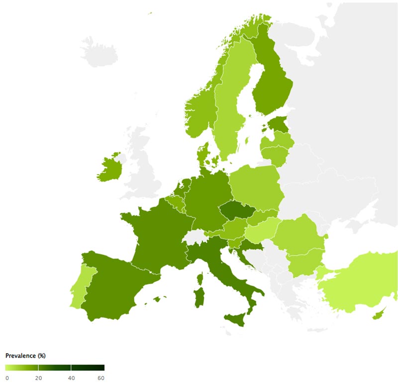 Prevalencia del cannabis en Europa