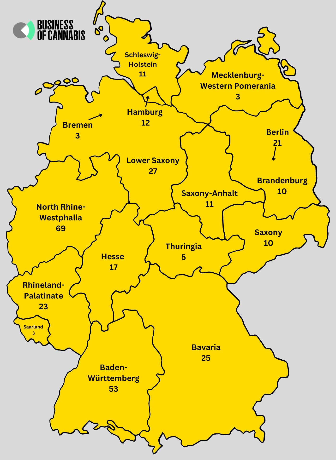 Mapa de los clubes de cannabis en Alemania